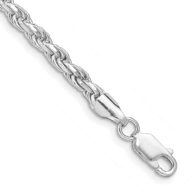 Image of Sterling Silver Rhodium-plated 3.5mm Diamond-cut Rope Chain QDC080R-8