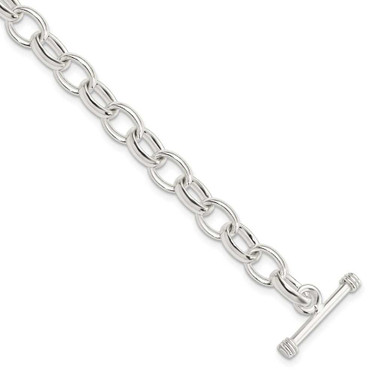 Image of Sterling Silver 7.75inch Polished Fancy Link Toggle Bracelet QH130-7.75