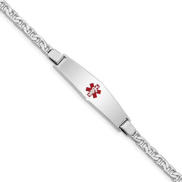 Image of Sterling Silver Rhodium-plated Medical ID Anchor Link Bracelet XSM47-8