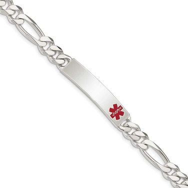 Image of Sterling Silver Polished Medical Figaro Anchor Link ID Bracelet XSM170-8.5