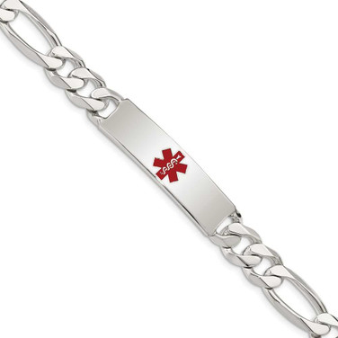 Image of Sterling Silver Polished Medical Figaro Anchor Link ID Bracelet XSM173-8.5