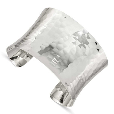Image of Sterling Silver 39.5mm Hammered Cuff Bracelet