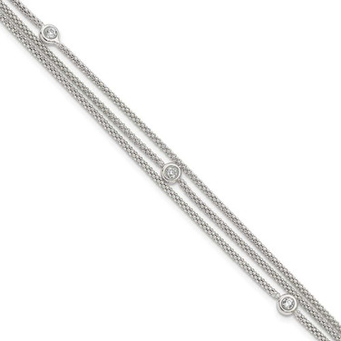 Image of Sterling Silver Polished Multi Strand CZ Bracelet