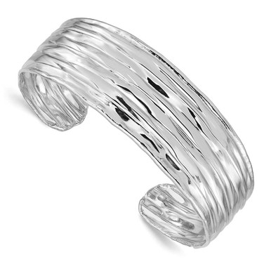 Image of Sterling Silver Rhodium-plated Textured Cuff Bracelet