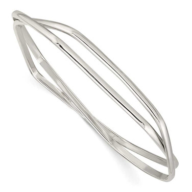 Image of Sterling Silver Polished 2 Hexagon Shape Slip On Bangle Bracelet