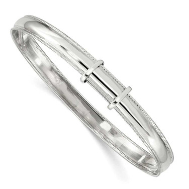 Image of Sterling Silver Polished Milgrain 7mm Expandable Bangle Bracelet