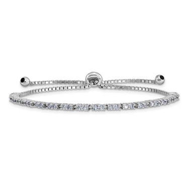 Image of Sterling Silver Rhodium-plated June Lavender CZ Adjustable Bracelet