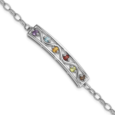 Image of Sterling Silver Rhodium-plated Rainbow Multi Gemstone 7.5in Bracelet