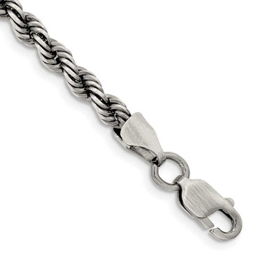 Image of Sterling Silver Ruthenium-plated 4mm Rope Chain QFC202-8