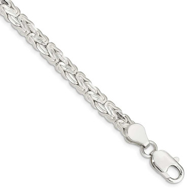 Image of Sterling Silver Polished Back/Satin Diamond-cut Front Fancy Byzantine Bracelet