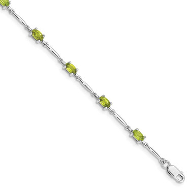 Image of Sterling Silver Rhodium-plated Peridot Bracelet QX843PE