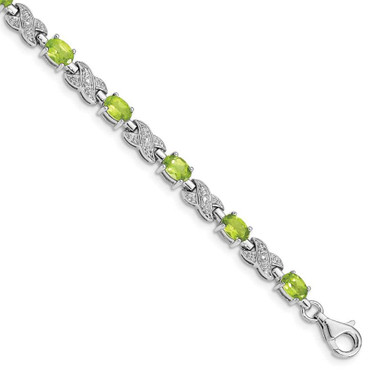 Image of Sterling Silver Rhodium-plated Peridot Bracelet QX851PE