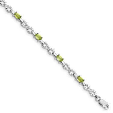 Image of Sterling Silver Rhodium-plated Peridot Bracelet QX853PE