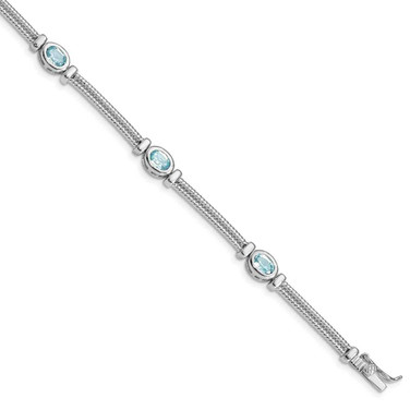Image of Sterling Silver Rhodium-plated Blue Topaz Bracelet QX601BT