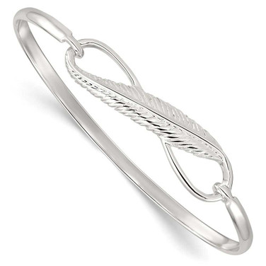 Image of Sterling Silver Infinity w/Feather Bangle Bracelet