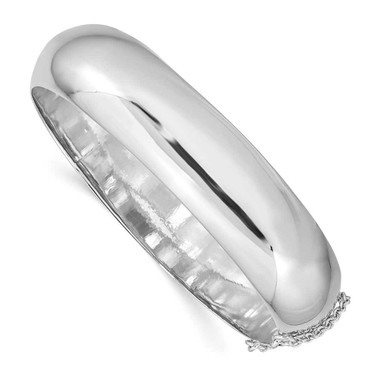 Image of Sterling Silver Rhodium-plated 15mm Fancy Hinged Bangle Bracelet