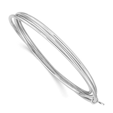 Image of Sterling Silver Rhodium-plated Polished Intertwined Bangle Bracelet