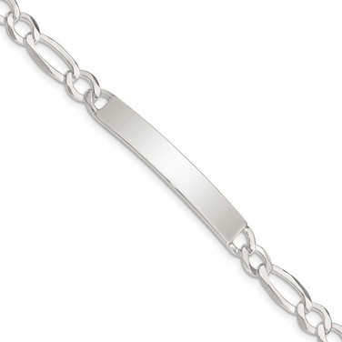 Image of Sterling Silver Figaro Link ID Bracelet QID186-8.5