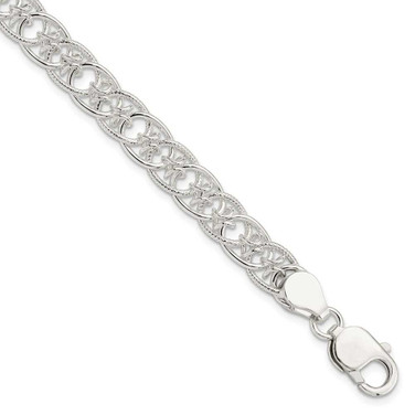 Image of Sterling Silver Polished and Textured Fancy Bracelet QG3229-7.5