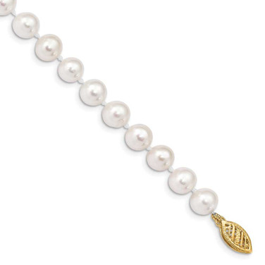 Image of 14K Yellow Gold 6-7mm White Near Round Freshwater Cultured Pearl Bracelet