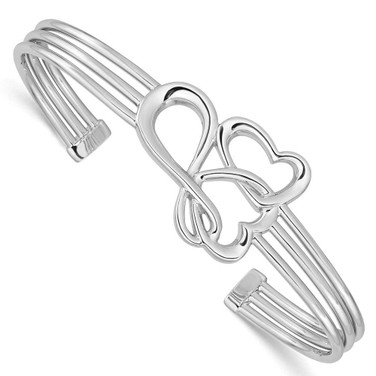 Image of Sterling Silver Rhodium-plated Hearts and Infinity Cuff Bracelet