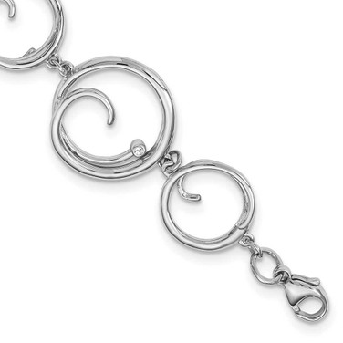 Image of White Ice Sterling Silver Rhodium-plated 7 Inch Diamond Swirl Bracelet with 1 Inch Extender