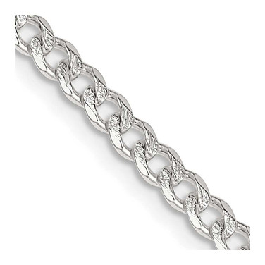 Image of Sterling Silver 4mm Pave Curb Chain QCF100-24