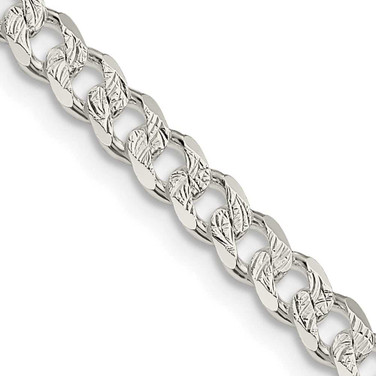 Image of Sterling Silver 4.5mm Pave Curb Chain QCF120-24