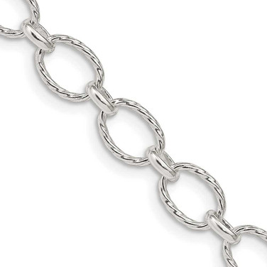 Image of Sterling Silver 6.1mm Fancy Patterned Rolo Chain QFC92-18 Image of Sterling Silver 6.1mm Fancy Patterned Rolo Chain QFC92-18