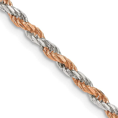 Image of Sterling Silver And Rose Vermeil 2.5mm Diamond-cut Rope Chain QDCR060-22 Image of Sterling Silver And Rose Vermeil 2.5mm Diamond-cut Rope Chain QDCR060-22