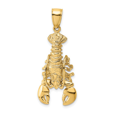 10k Yellow Gold 2-D Moveable Lobster Pendant