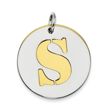 Sterling Silver Gold-plated Initial S Double Plate Round Charm