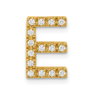 10k Yellow Gold Diamond Letter E Initial Pendant