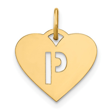 Sterling Silver Gold-plated Initial Letter P Heart Initial Charm