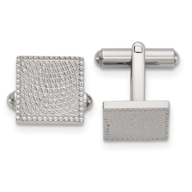 Image of Stainless Steel Polished and Textured Square Cuff Links