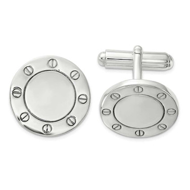 Image of Sterling Silver Polished Circle Cuff Links