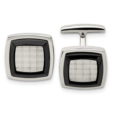 Image of Chisel Stainless Steel Polished Black IP-plated Cufflinks SRC324