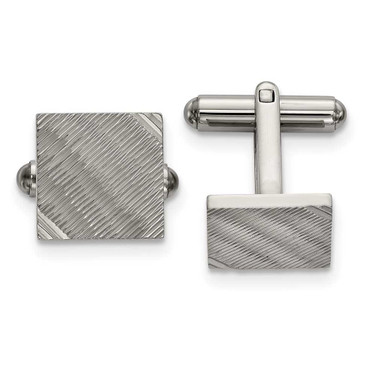 Image of Chisel Stainless Steel Polished and Textured Square Cufflinks SRC394