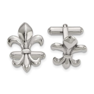 Image of Chisel Stainless Steel Polished Fleur de Lis Cufflinks