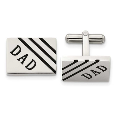 Image of Chisel Stainless Steel Polished Enameled Dad Rectangle Cufflinks