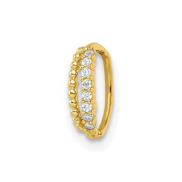 Image of 8.49mm 14K Yellow Gold 18 Gauge Double Row Beaded & CZ Nose Ring / Earrings Cuff