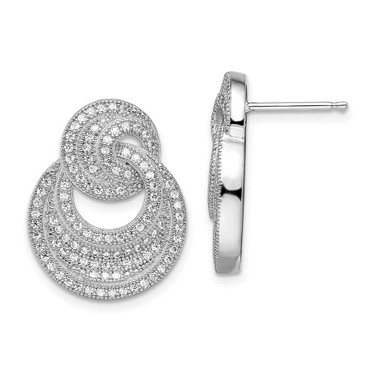 Image of 17mm Brilliant Embers Sterling Silver Rhodium-plated 208 Stone Micro Pave CZ Polished Circles Post Earrings