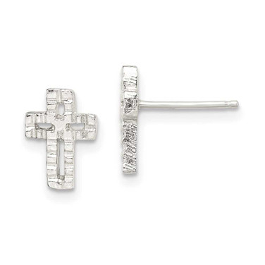 Image of 11mm Sterling Silver Cross Mini Earrings QE102