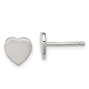 Image of 7mm Sterling Silver Rhodium-plated Heart Post Earrings QE9786