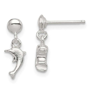 Image of 15mm Sterling Silver Dangle Dolphin Post Earrings