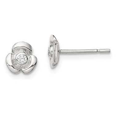Image of 6mm Sterling Silver Flower with CZ Post Earrings