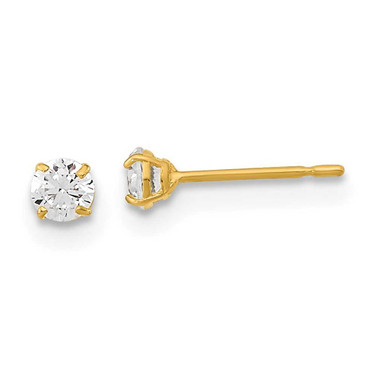 Image of 3mm 14K Yellow Gold Madi K 3mm Round CZ Basket Set Stud Earrings