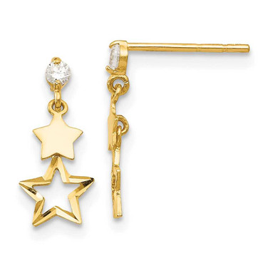 Image of 15mm 14K Yellow Gold Madi K CZ Polished Star Post Dangle Earrings