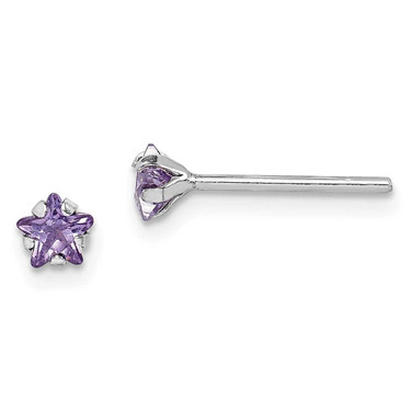 Image of 4.15mm Sterling Silver Madi K Rhodium-plated Purple Star CZ Post Earrings