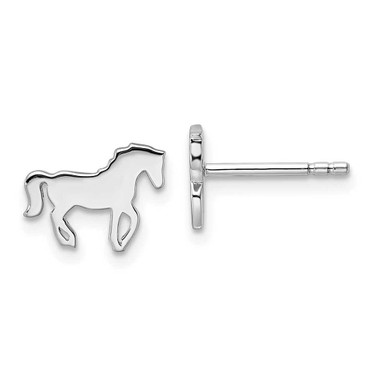 Image of 7.95mm Sterling Silver Rhodium-plated Polished Horse Childrens Post Earrings